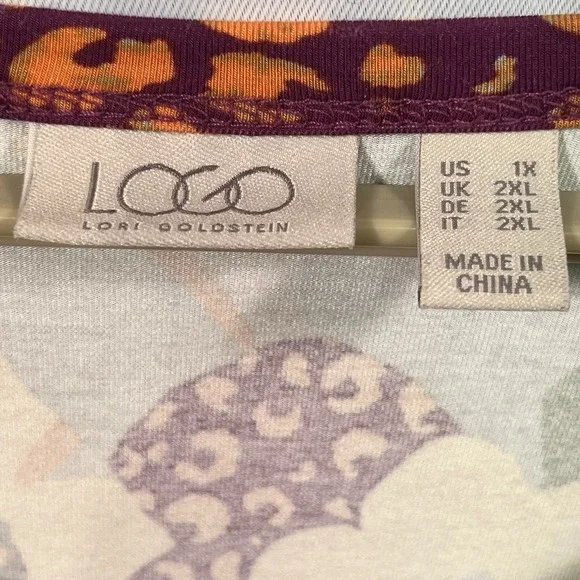 LOGO Lori Goldstein 1X Mixed Media Tunic Top Funky Flowy Bold Feminine Pockets - Picture 9 of 16